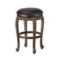 62993 Distressed Cherry 24 Inch Swivel Counter Stool - Fleur De Lis
