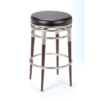 4688-827 Chrome/Dark Brown Maple 26 Inch Swivel Counter Stool - Salem