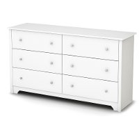 3150010 White 6-Drawer Double Dresser - Vito