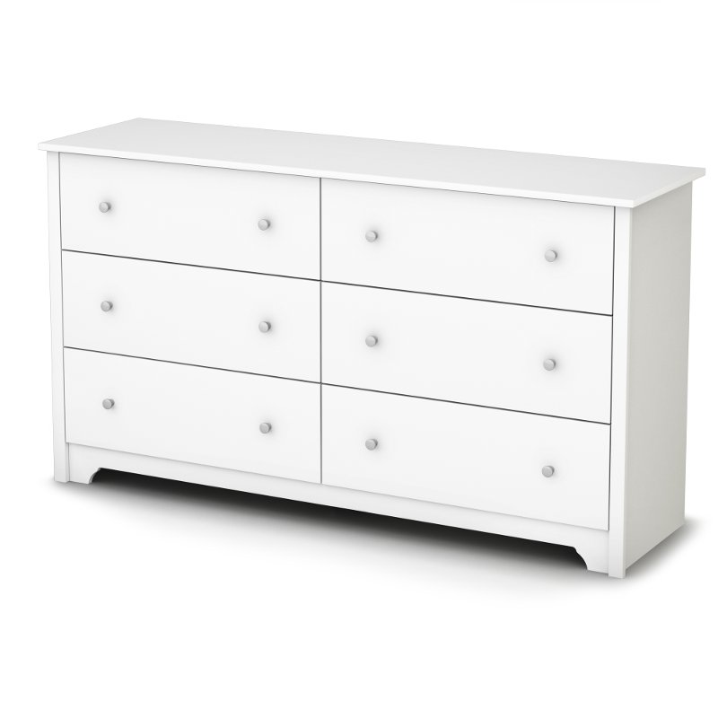 White 6 Drawer Double Dresser Vito Rc Willey Furniture Store