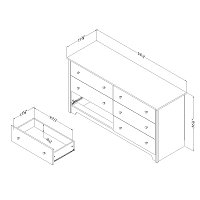 3150010 White 6-Drawer Double Dresser - Vito -2