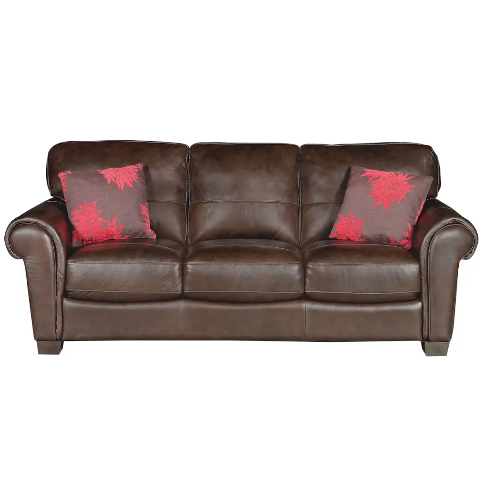 87 Inch Dark Chocolate Leather Sofa-1