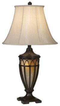 31 Inch Bronze Cage Table Lamp With Night Light