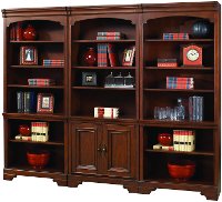 3 Piece Cherry Brown Bookcase Wall - Richmond