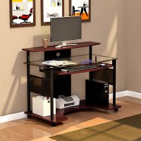 Mobile Glass Computer Desk - Cyrus
