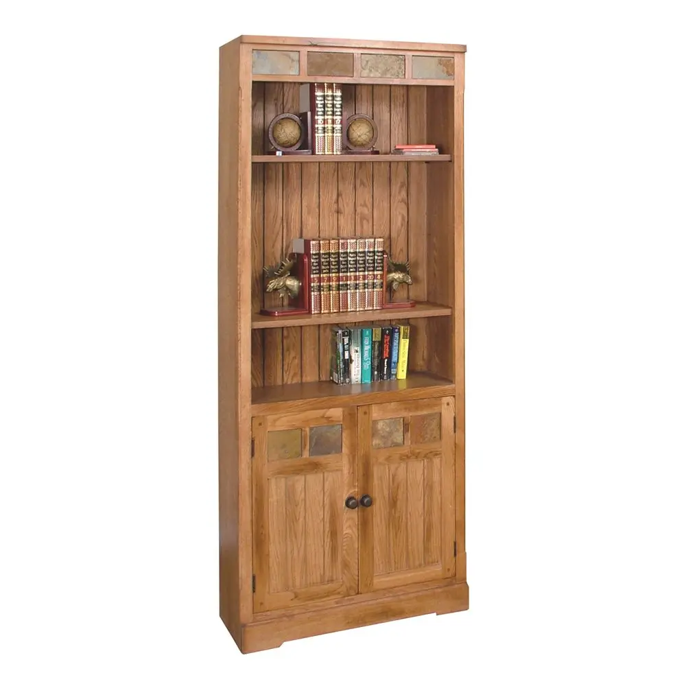 Distressed Oak 2 Door 72 Inch Bookcase - Sedona-1