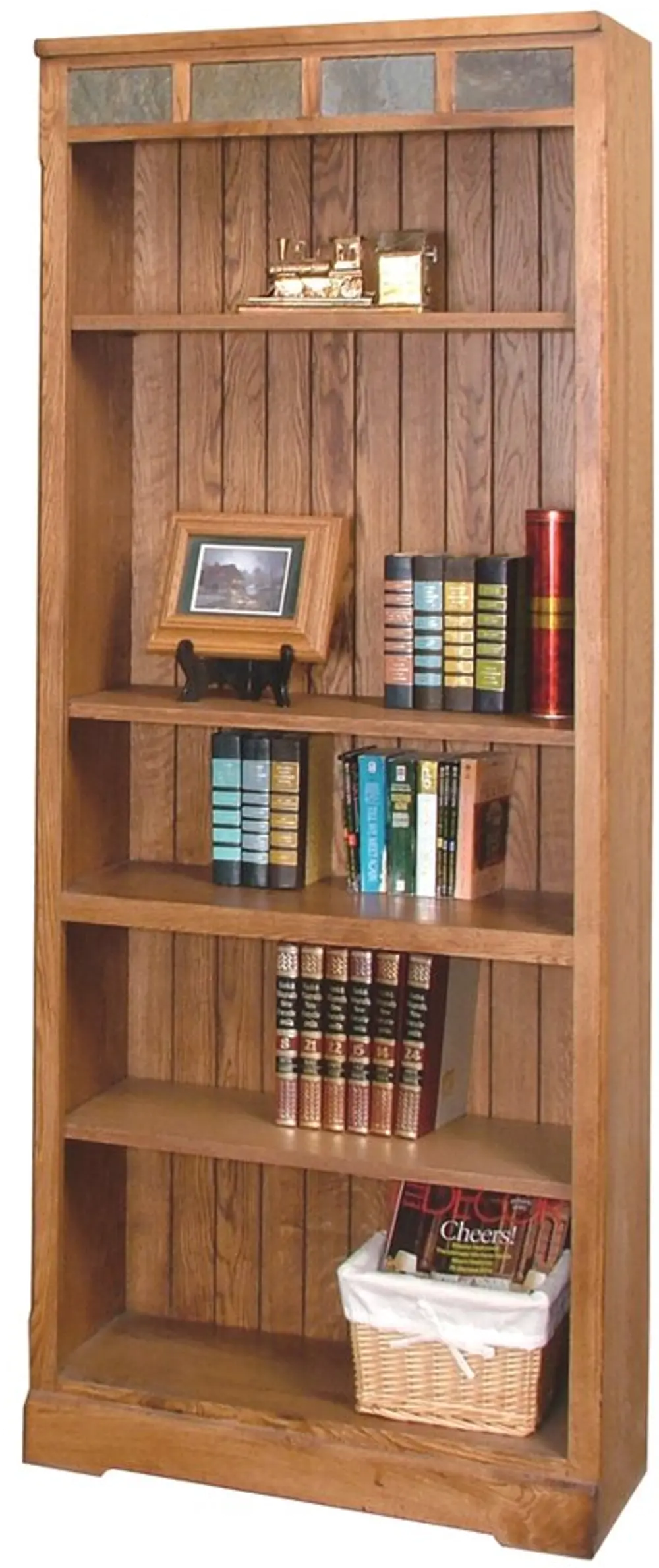 Rustic Oak 72 Inch Open Bookcase - Sedona-1