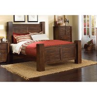Casual Rustic Dark Pine Queen Bed - Trestlewood