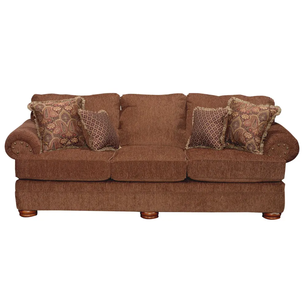 100 Inch Brown Upholstered Sofa-1