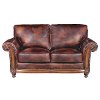 Classic Traditional Brown Leather Loveseat - Toberlone