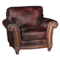 Classic Traditional Brown Leather Chair - Toberlone