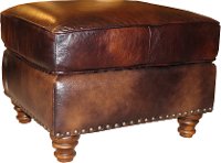 Classic Traditional Brown Leather Ottoman - Toberlone