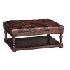 Classic Traditional Brown Leather Cocktail Ottoman - Toberlone
