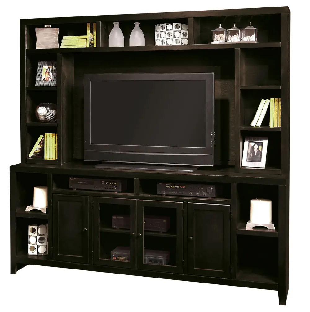 84 Inch Black TV Stand and Hutch - Lifestyle-1