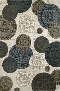 8 x 11 Large White, Brown and Blue Rug - Mystique