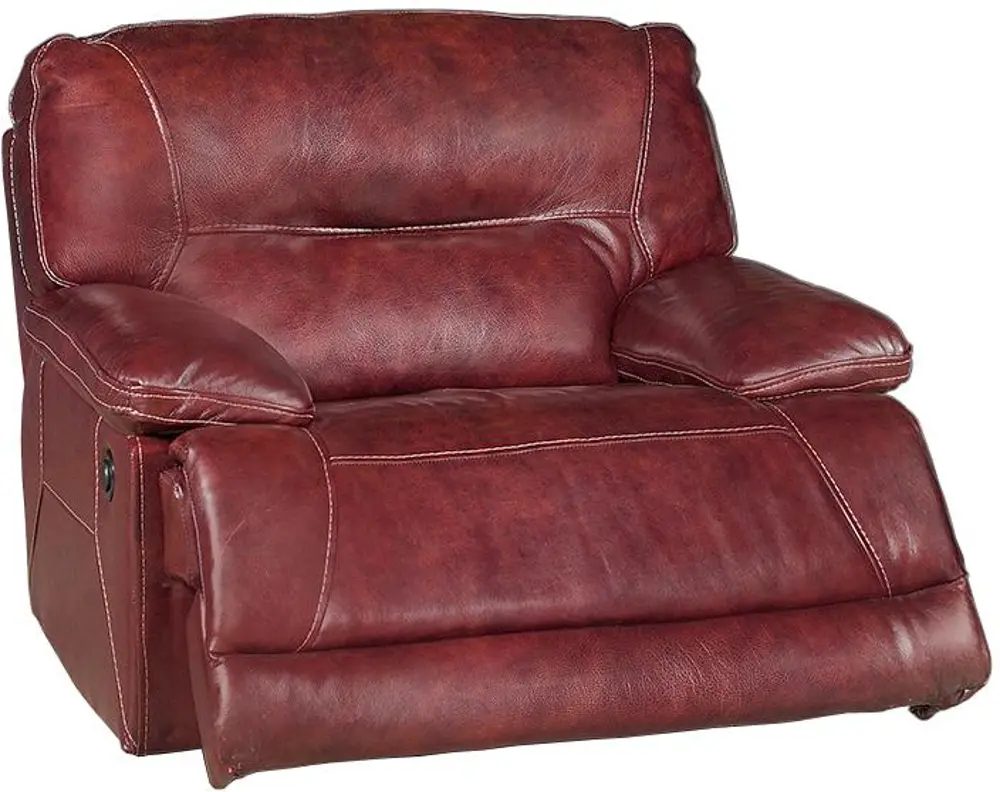 Burgundy Leather-Match Power Recliner - Dylan-1