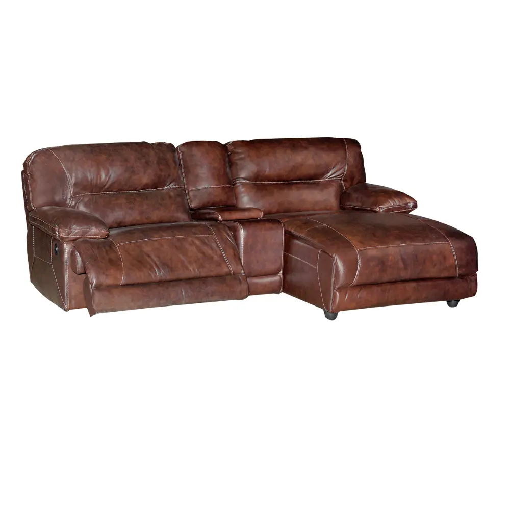 Brown Leather-Match 2 Piece 1x Power, 1x Manual Reclining Sectional - Dylan-1