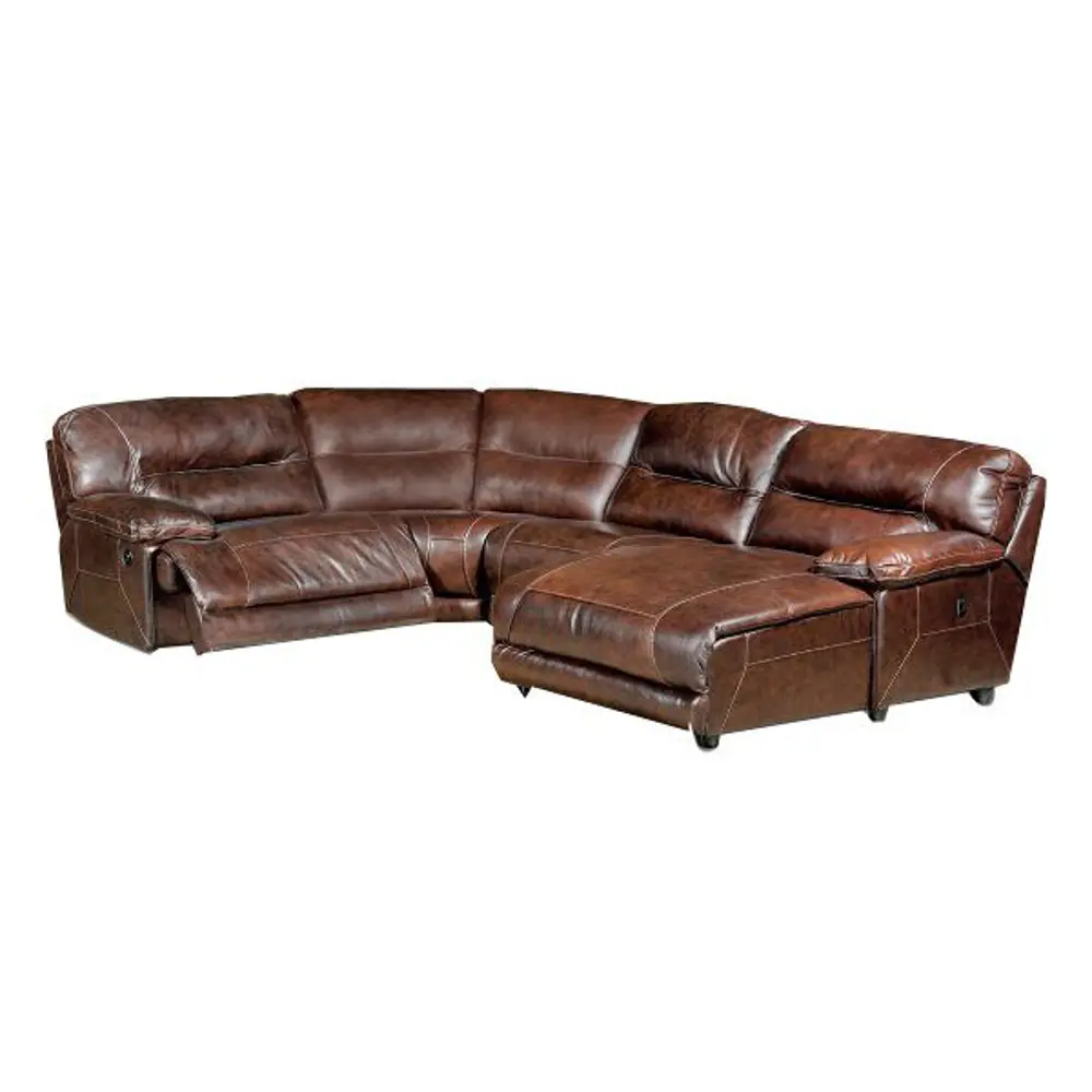 Dark Brown Leather-Match 4 Piece Right Chaise Sectional - Dylan-1