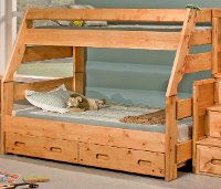 Cinnamon Rustic Pine Twin-over-Full Bunk Bed with Trundle - Palomino