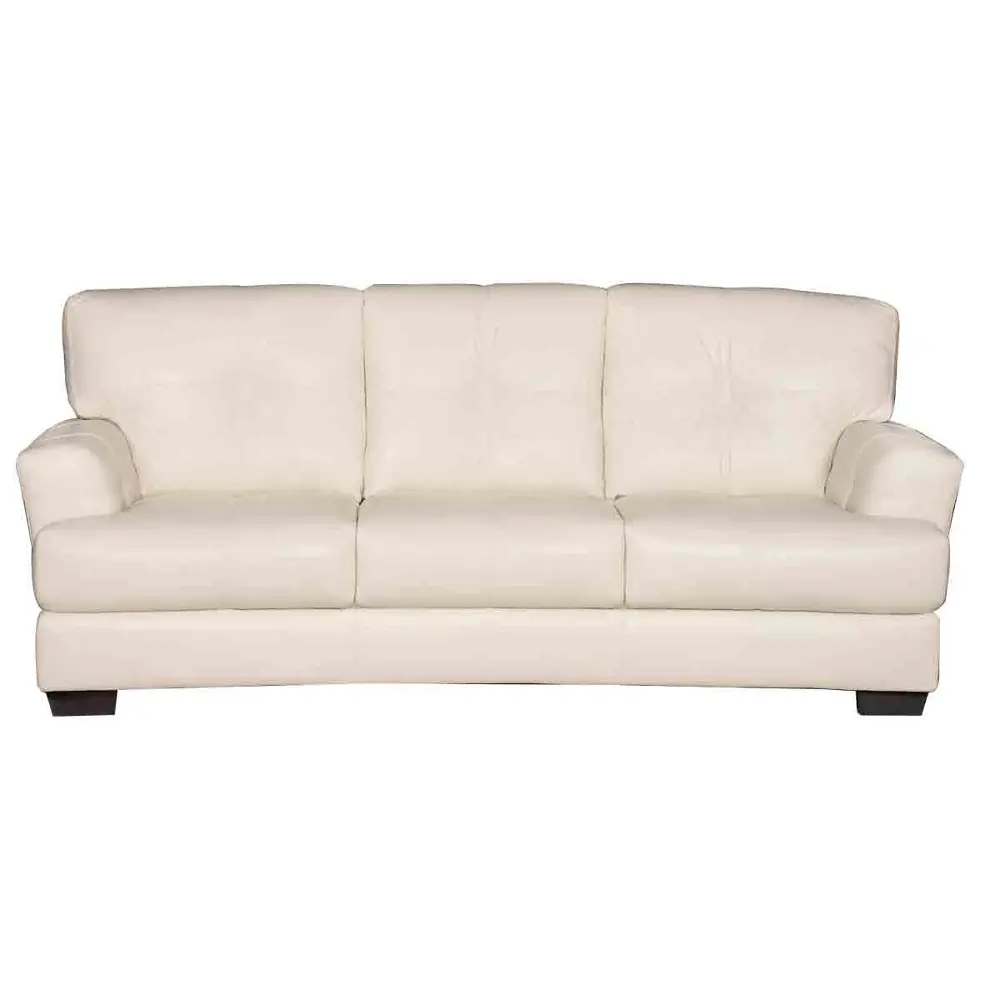Manhattan 91 Inch Cream Leather Sofa-1