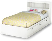 3260080 White Twin Storage Platform Bed - Sparkling