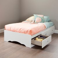 3650212 White Twin Mates Bed with Drawers - Tiara