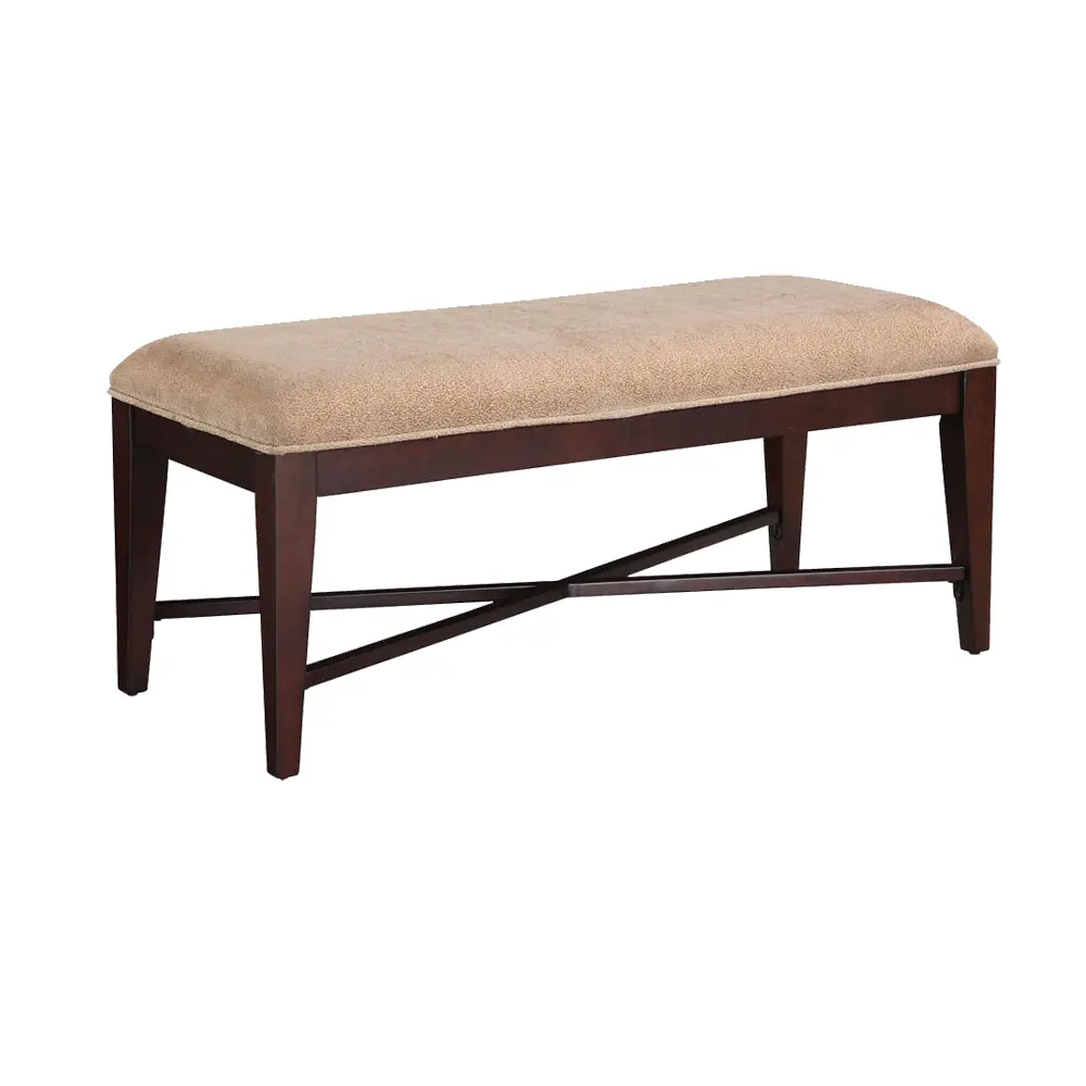 80702/BROWN/BENCH Crossbar Bench With Light Brown Upholstered Cushion-1