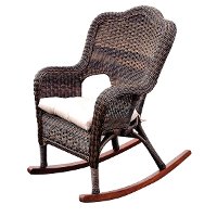 Brown Wicker Rocker with Cushion
