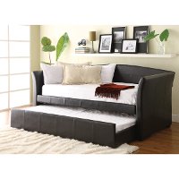 Dark Brown Upholstered Day Bed with Trundle - Ryan