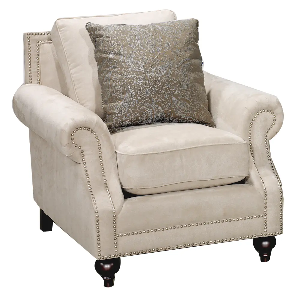 39 Inch Cream Upholstered Chair-1