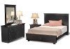 Clearance Contemporary Black 4 Piece Queen Bedroom Set - Diego