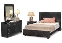 Contemporary Black 4 Piece Queen Bedroom Set - Diego