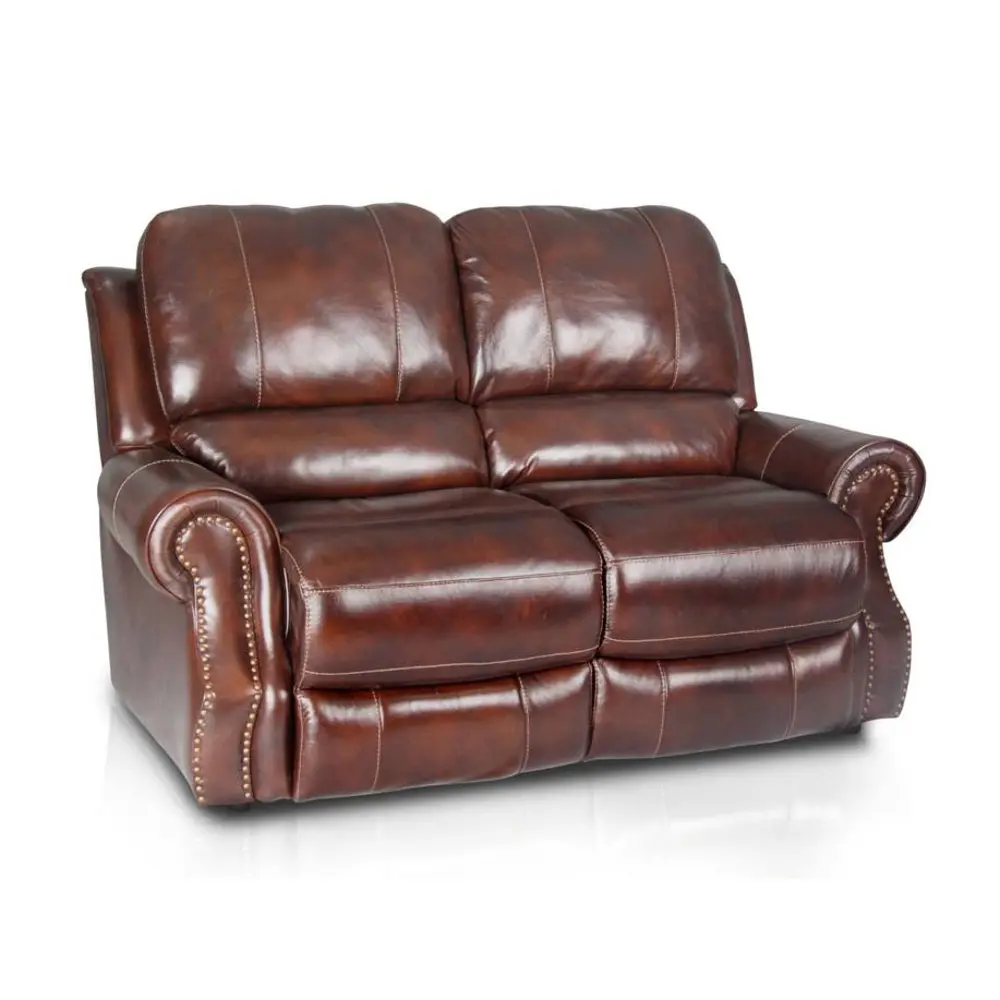 Brown Leather-Match Reclining Loveseat - Madison Collection-1