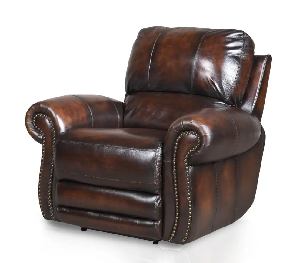 Brown Leather-Match Glider Recliner - Madison Collection-1