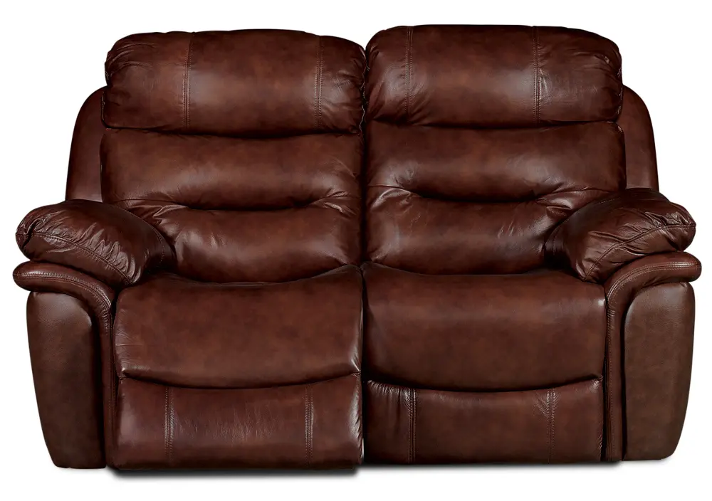 Brown Leather-Match Reclining Loveseat - Westport Collection-1