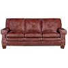 Classic Traditional Burgundy Leather Sofa - McKinney