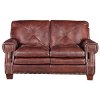 Classic Traditional Burgundy Leather Loveseat - McKinney