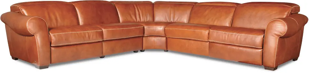 5PC/B751/25QF/SECT Brandy Leather 5 Piece Sectional-1