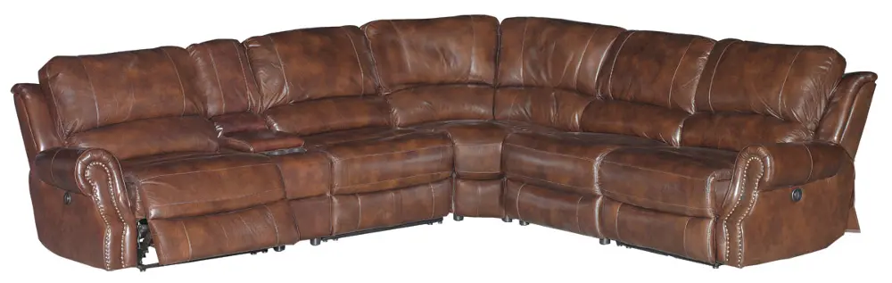 Brown Leather-Match 6 Piece 3x Reclining Sectional - Madison Collection-1