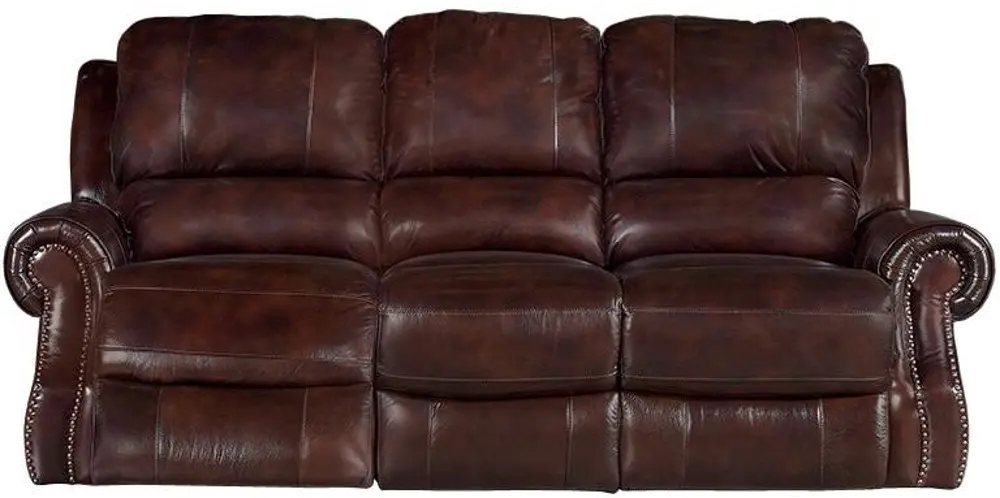 Brown Leather-Match Power Reclining Sofa - Madison Collection-1