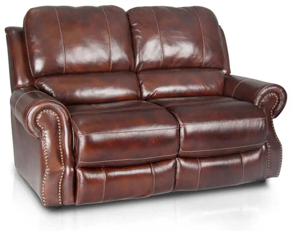 Brown Leather-Match Power Reclining Loveseat - Madison Collection-1