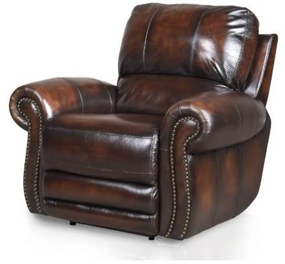 Brown Leather-Match Power Recliner - Madison Collection-1