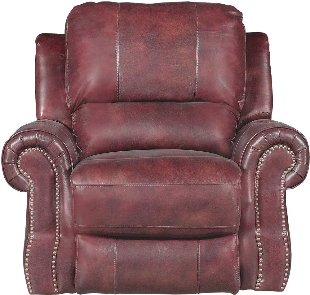 Burgundy Leather-Match Power Recliner - Madison Collection-1