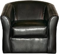 89SANMARINOEBONY Ebony Black Modern Swivel Accent Chair - San Marino
