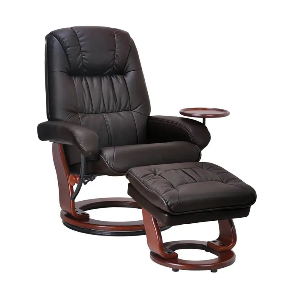 Dark Brown Swivel Recliner and Ottoman - Soho Collection-1