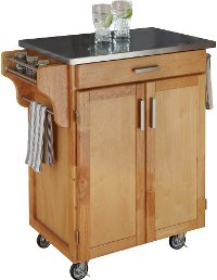 Natural Kitchen Cart with Stainless Steel Top - Create-a-Cart-2