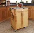 9001-0013 Natural Kitchen Cart with White and Black Granite Top - Create-a-Cart
