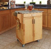 Natural Kitchen Cart with White and Black Granite Top - Create-a-Cart