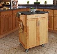 Natural Kitchen Cart with Black Granite Top - Create-a-Cart-1