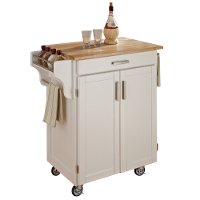 White Kitchen Cart with Natural Wood Top - Create-a-Cart-2